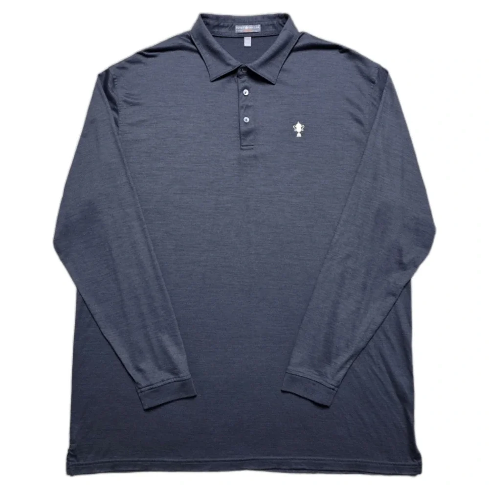 Peter Millar Wicking Mens 2XL Long Sleeve Merino Wool Polo Shirt US Open Semple
